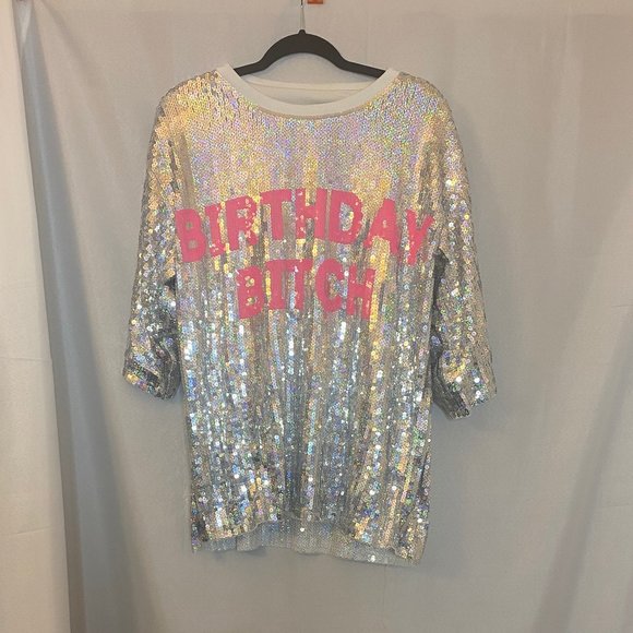 No Brand Listed Tops - "Birthday Bitch" Sequin Top